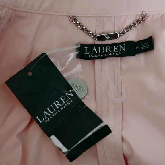 Ralph Lauren Taffeta Pastel Pink Trench Coat size 14 L NWT