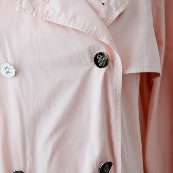 Ralph Lauren Taffeta Pastel Pink Trench Coat size 14 L NWT