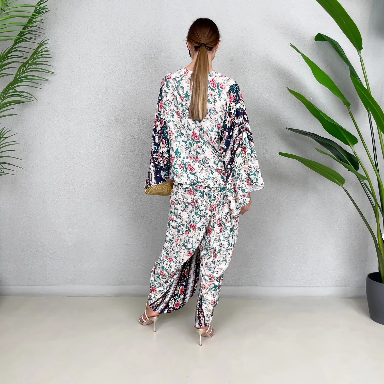 RAM23  HINDI FLORAL DHOTI TROUSER SET