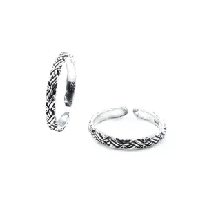 Real 925 Silver Oxidized Women foot toe rings band - Pair
