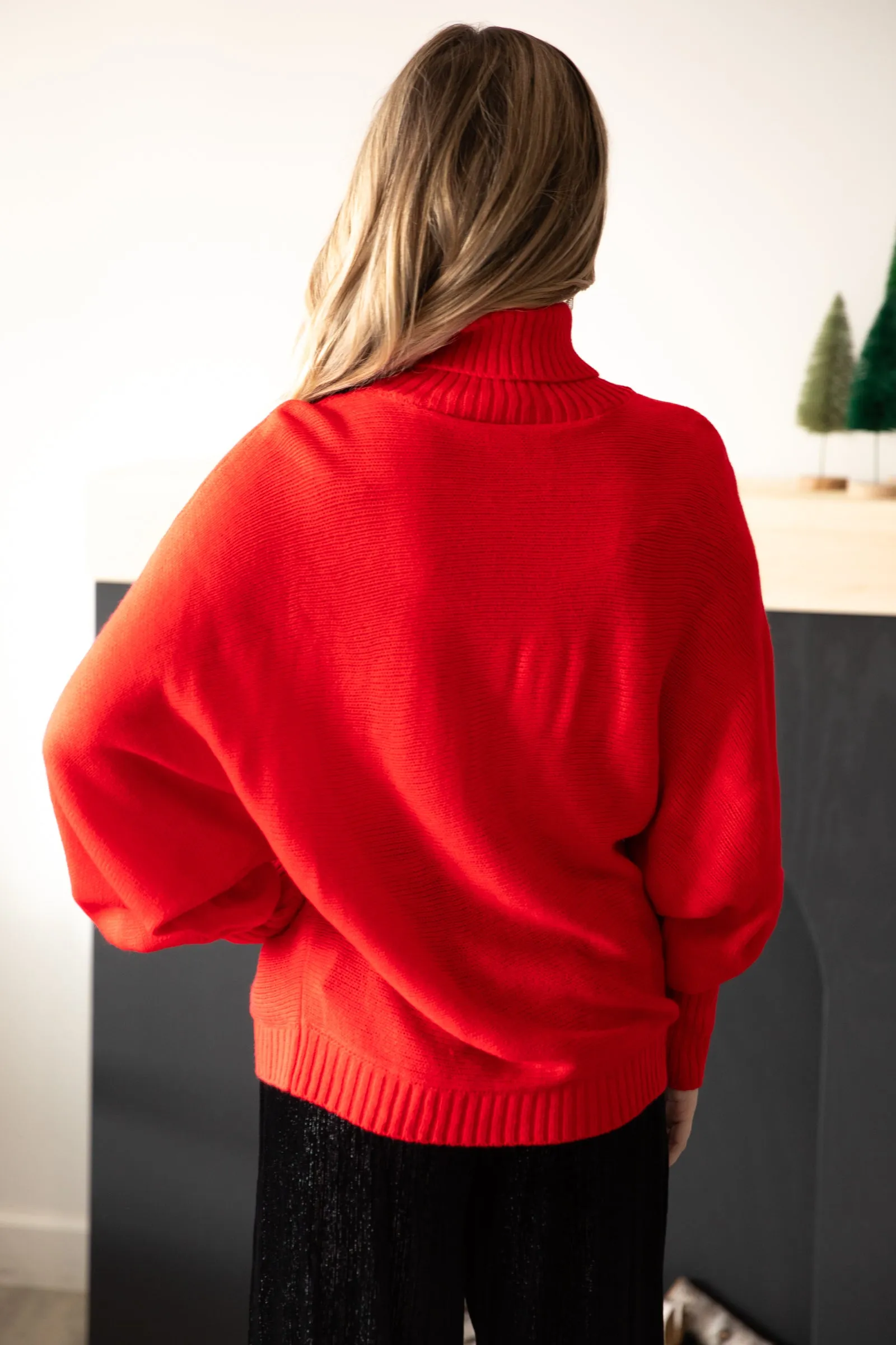Red Merry Turtleneck Sweater