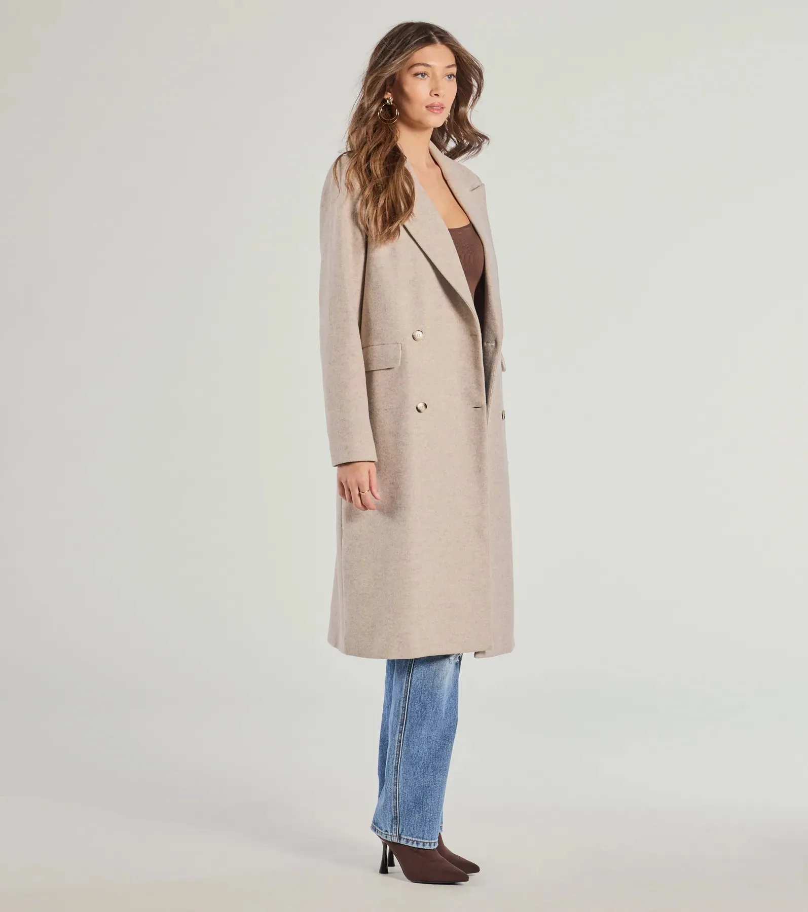 Refined Glamour Oversized Faux Wool Trench Coat