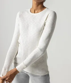 Rib Long Sleeve Raw Edge Crew Tee In Winter White