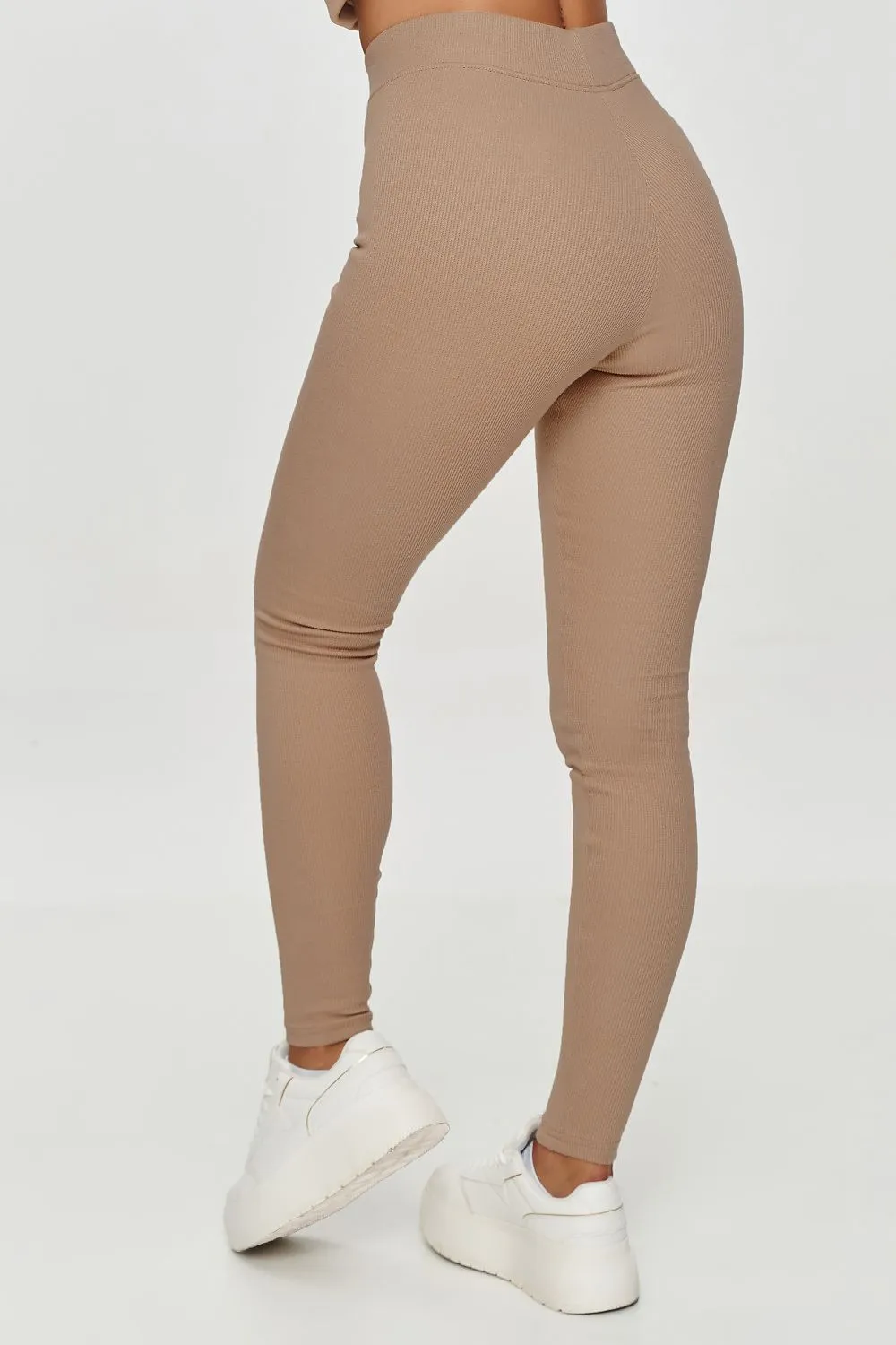 Ribbed High-Waist Ankle Leggings