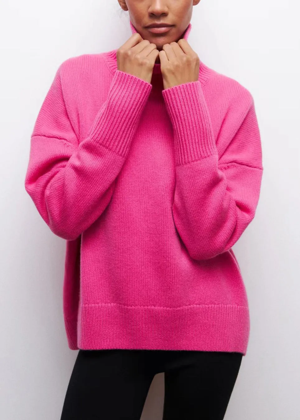 Rose Cozy Thick Turtleneck Sweaters Knit Spring