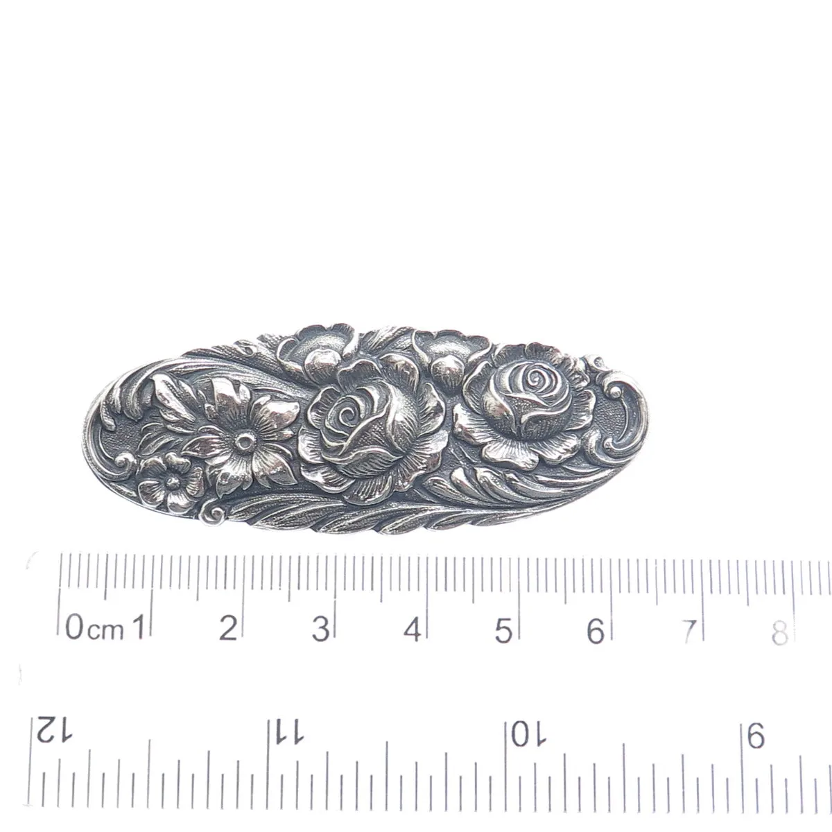 S. KIRK & SON 925 Sterling Silver Antique Repousse Flower Oxidized Brooch #12F