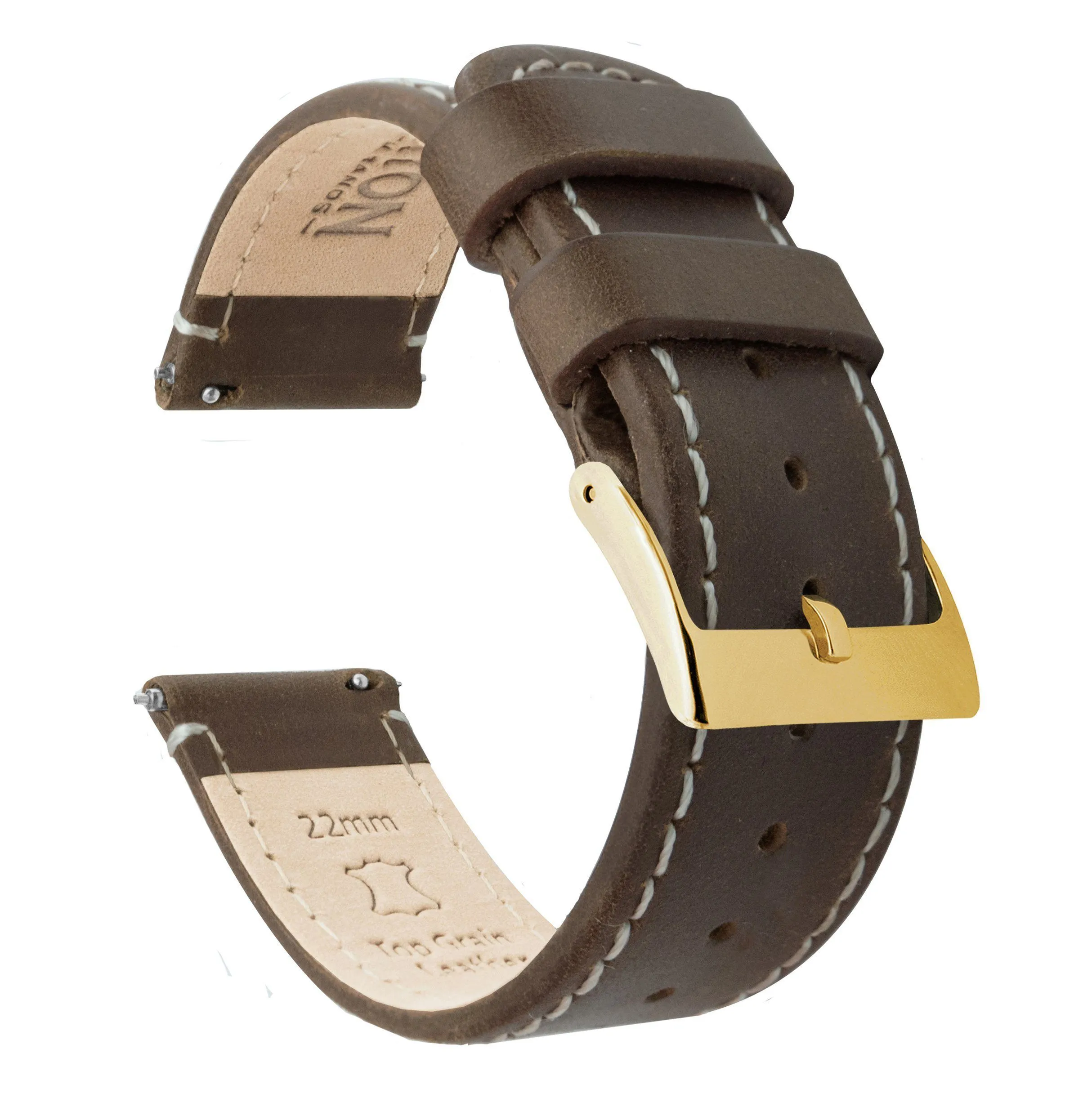Saddle Brown Leather White Stitching Quick Release Watch Band (23mm SALE)