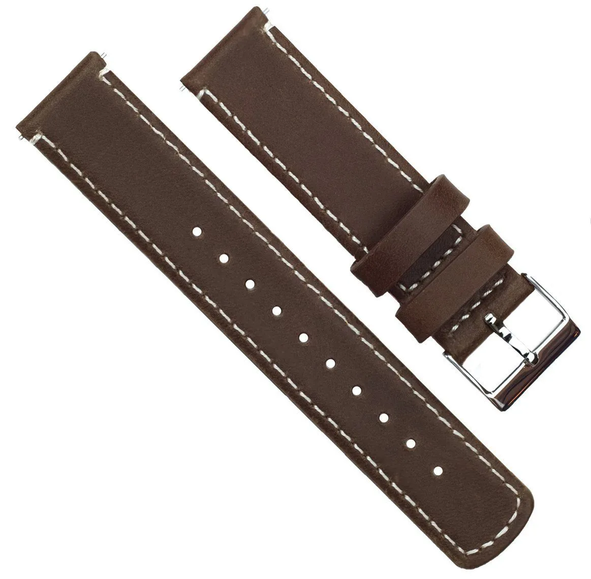 Saddle Brown Leather White Stitching Quick Release Watch Band (23mm SALE)