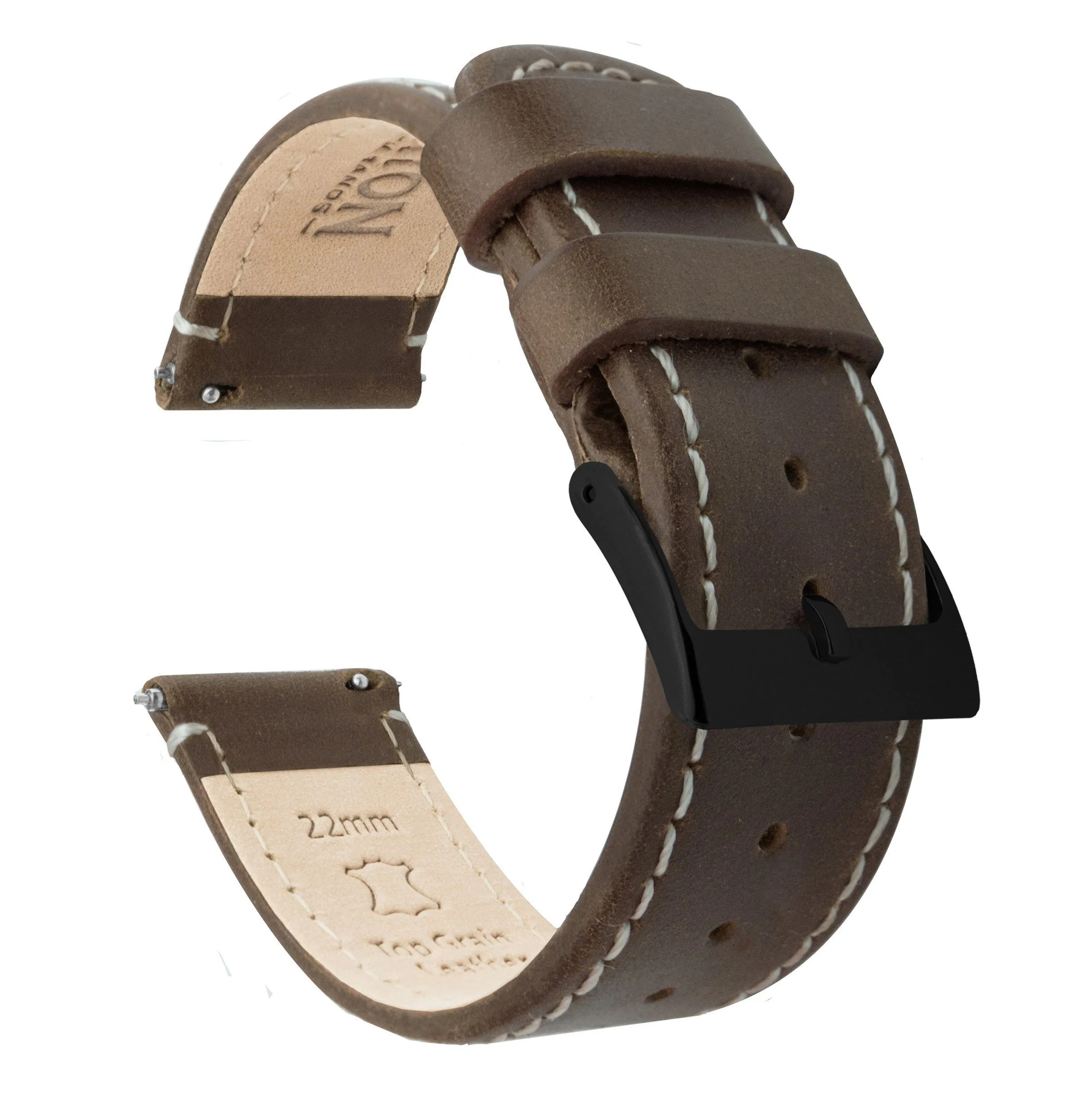 Saddle Brown Leather White Stitching Quick Release Watch Band (23mm SALE)