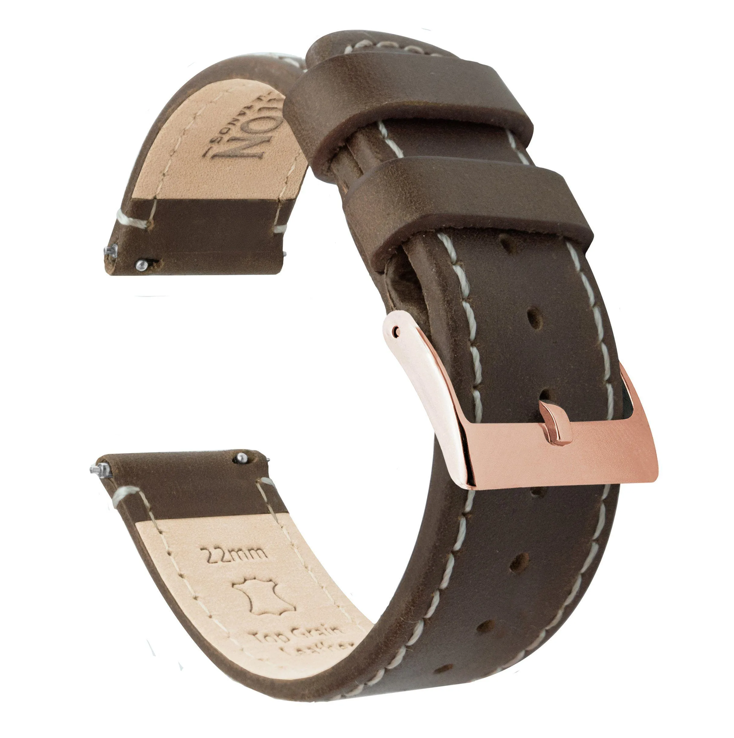 Saddle Brown Leather White Stitching Quick Release Watch Band (23mm SALE)