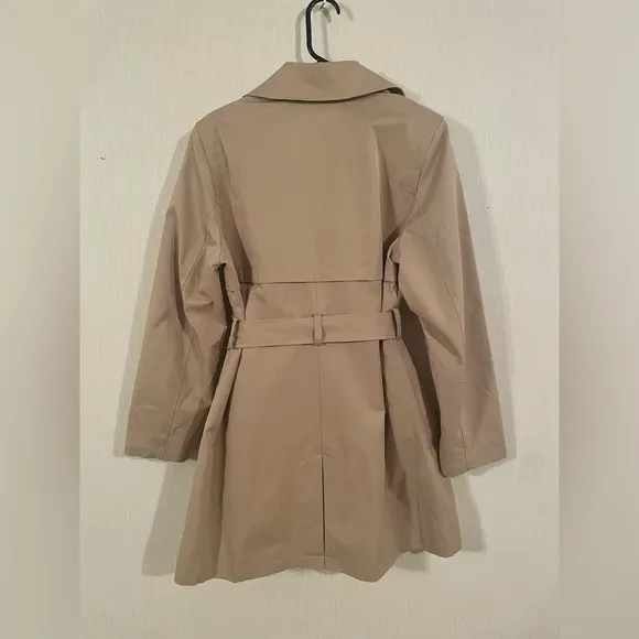 Sam Edelman Tan Double Breasted Trench Coat with Belt Size Large Neutral Light