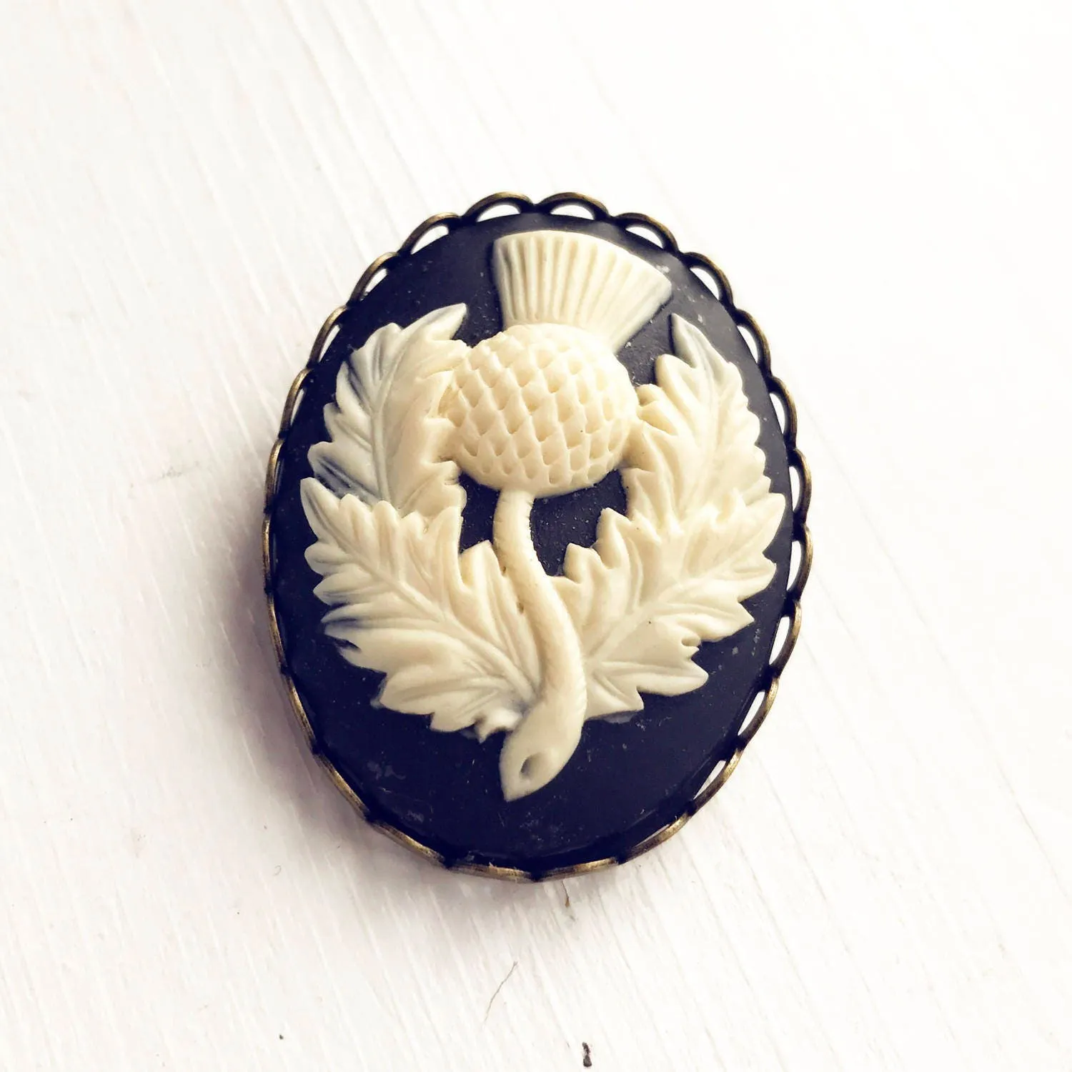 Scottish Thistle Cameo Brooch