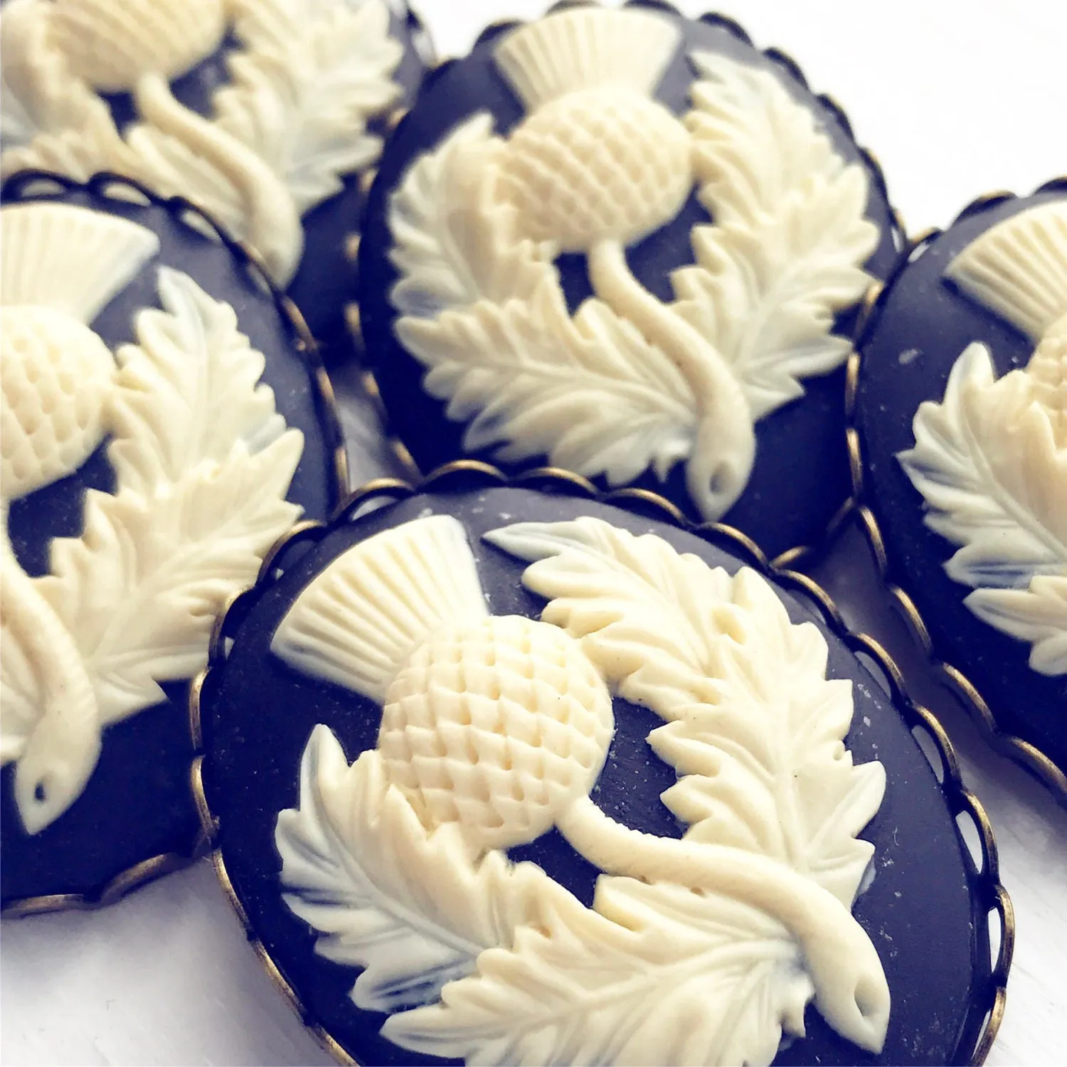 Scottish Thistle Cameo Brooch
