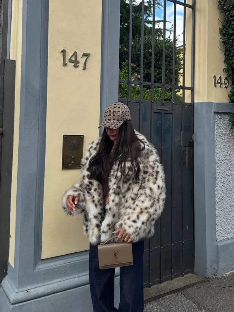 Selina | Leopard Print Fur Jacket