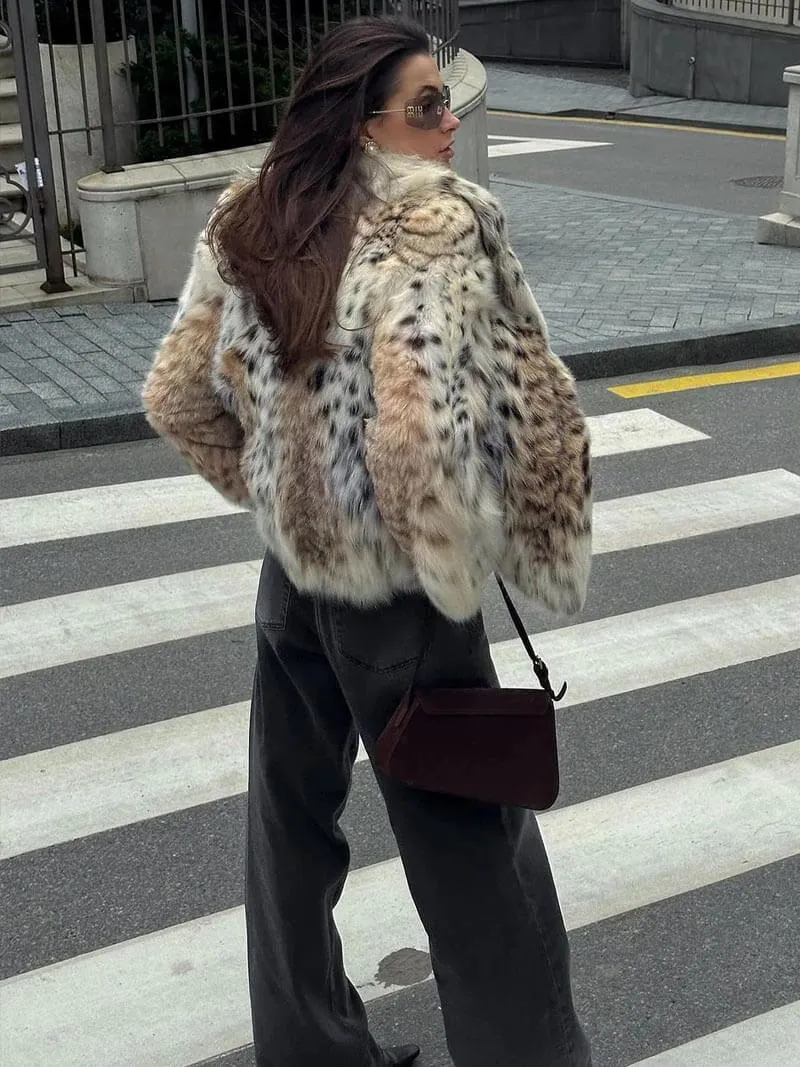 Selina | Leopard Print Fur Jacket