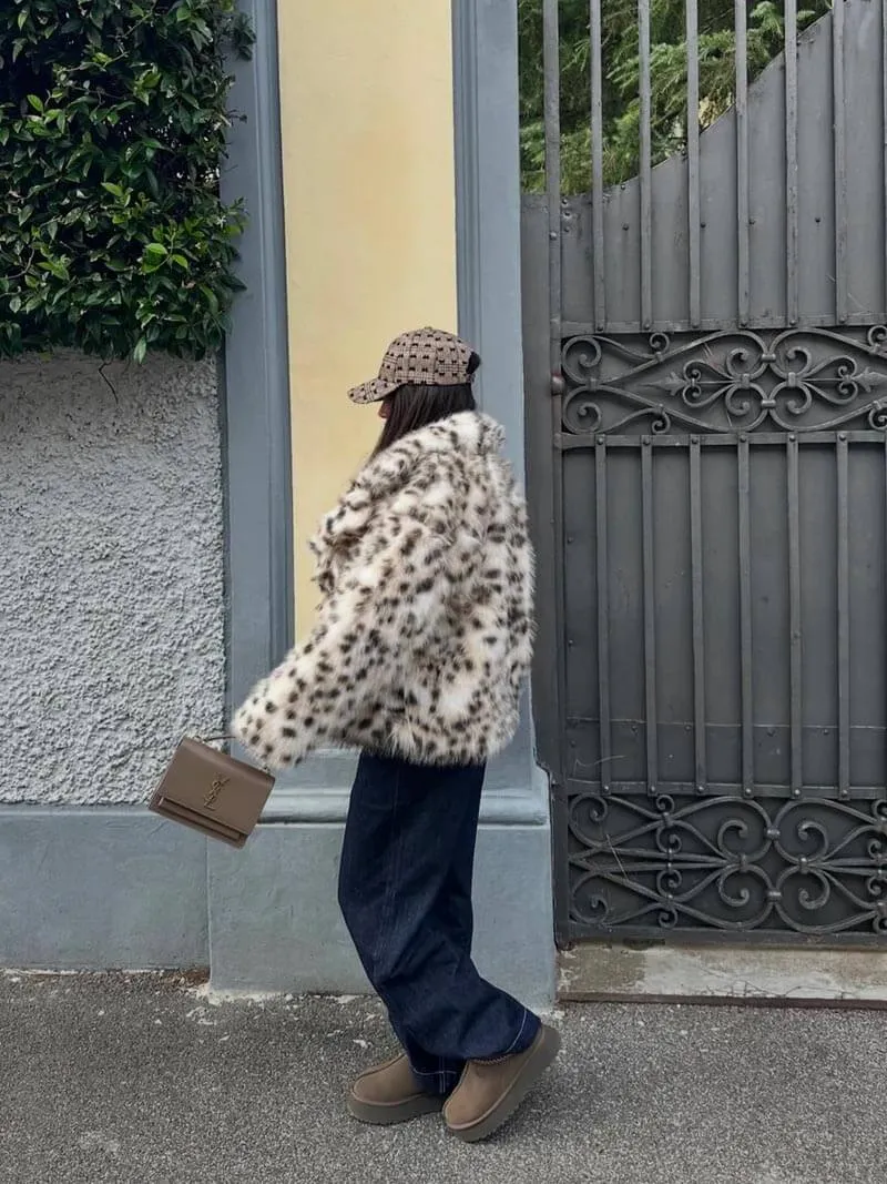 Selina | Leopard Print Fur Jacket