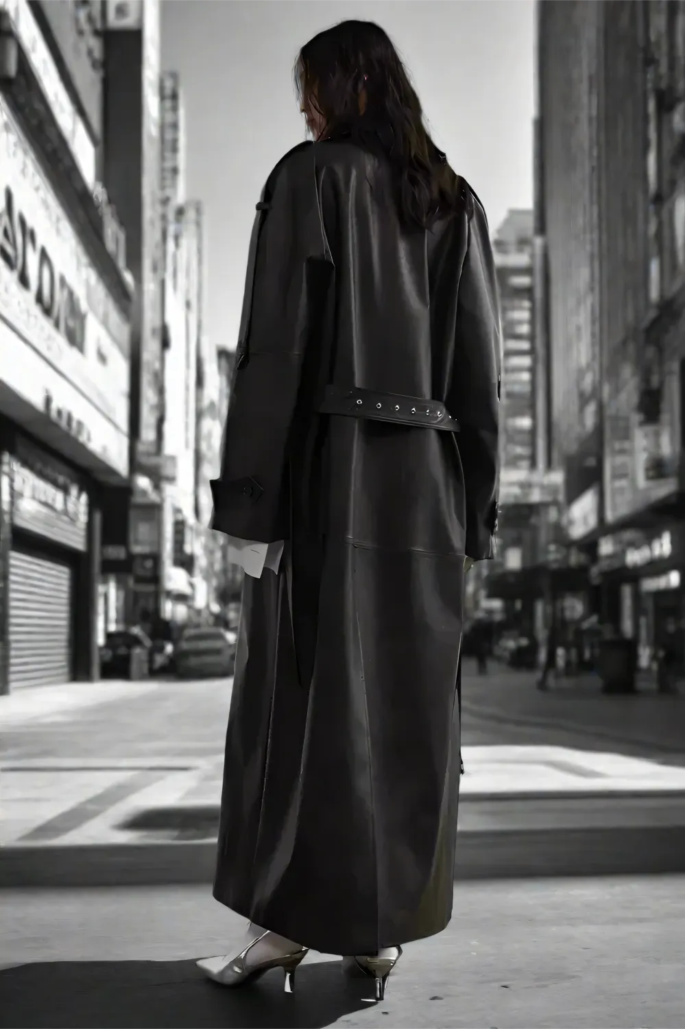 Shadowstride Long Leather Trench