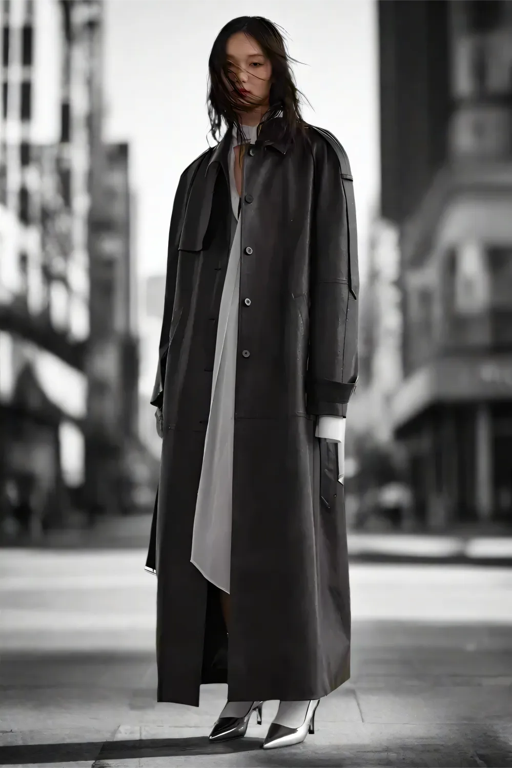 Shadowstride Long Leather Trench