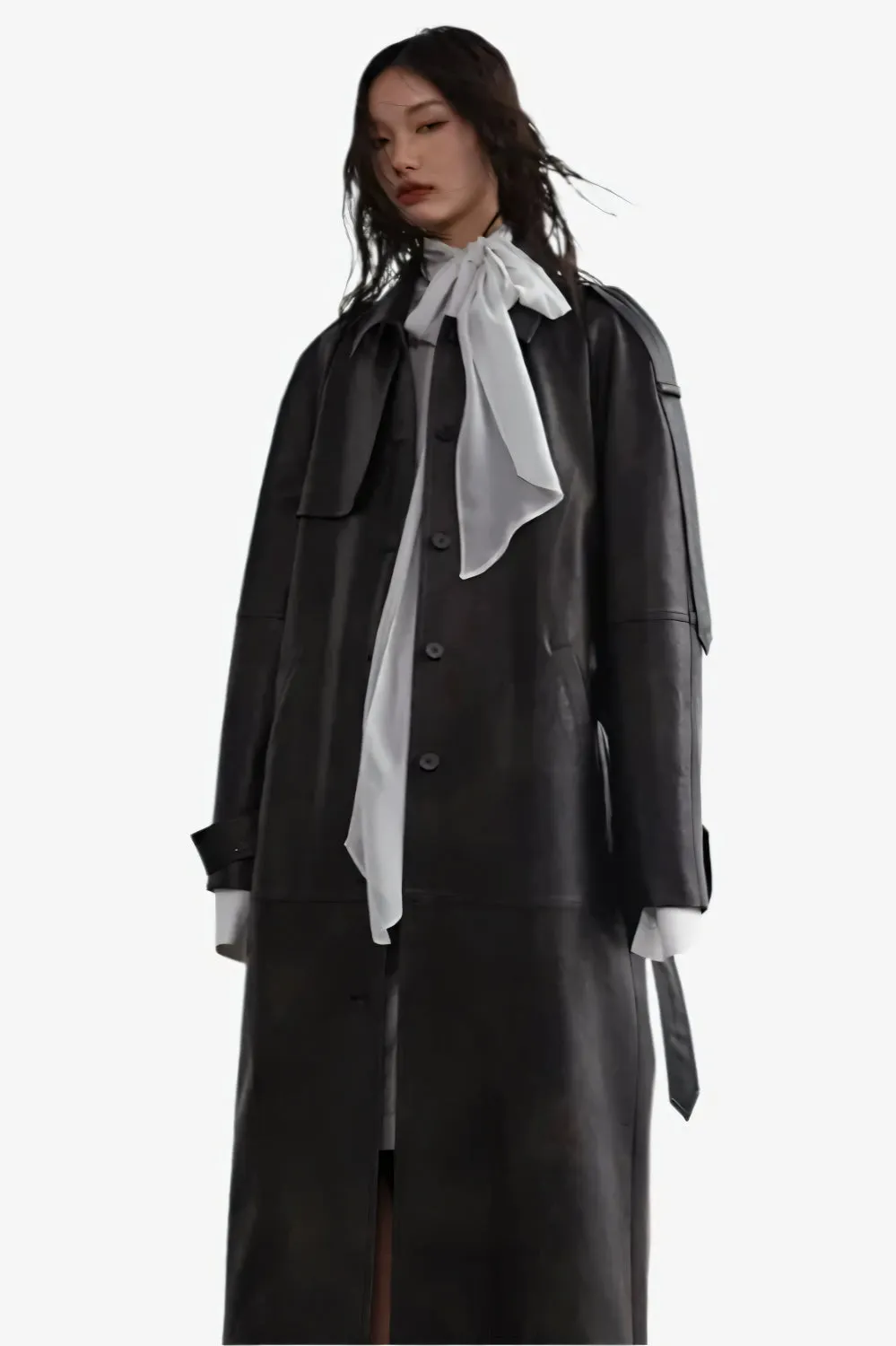Shadowstride Long Leather Trench