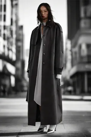 Shadowstride Long Leather Trench
