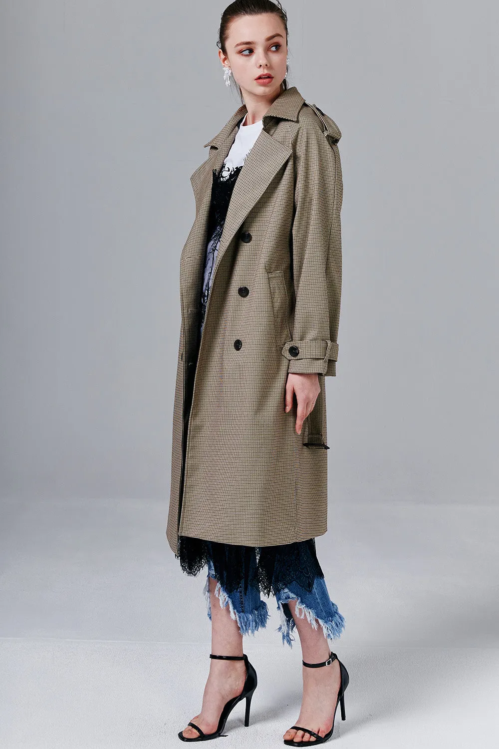Shannon Hound's-tooth Trench Coat