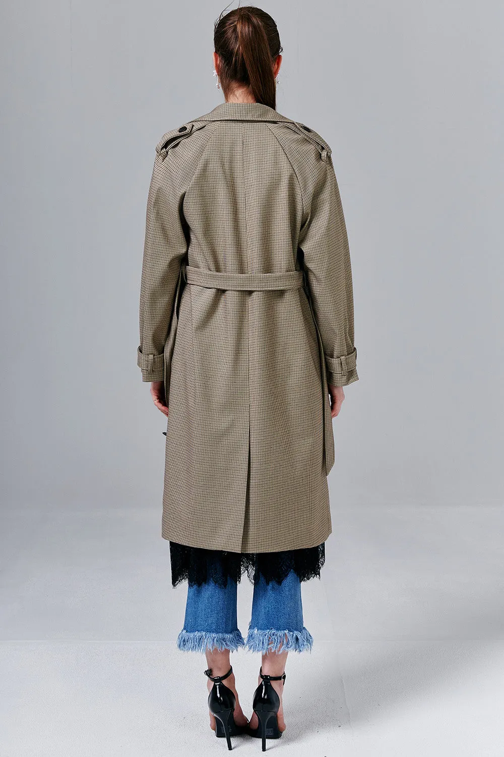 Shannon Hound's-tooth Trench Coat