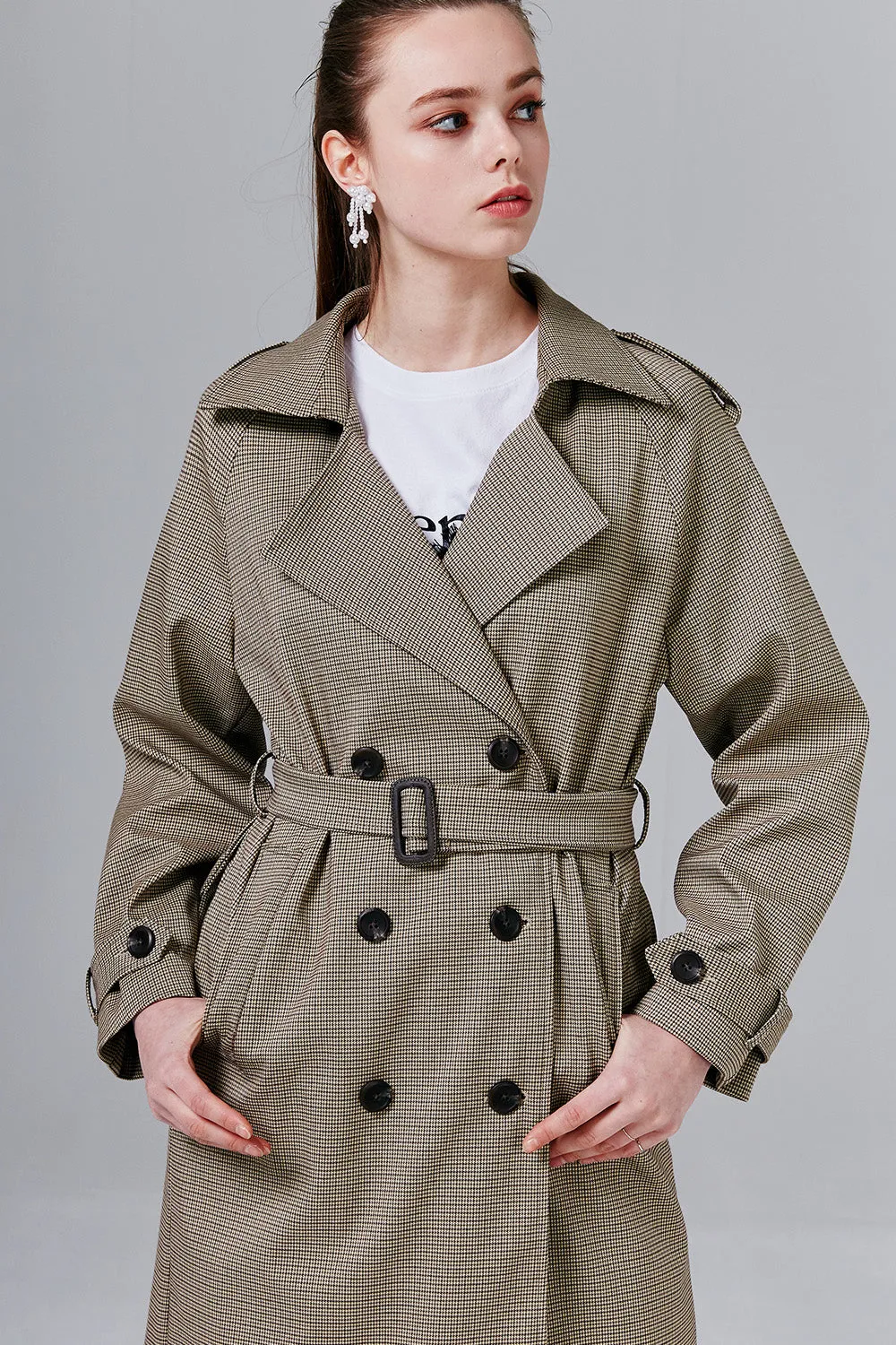 Shannon Hound's-tooth Trench Coat