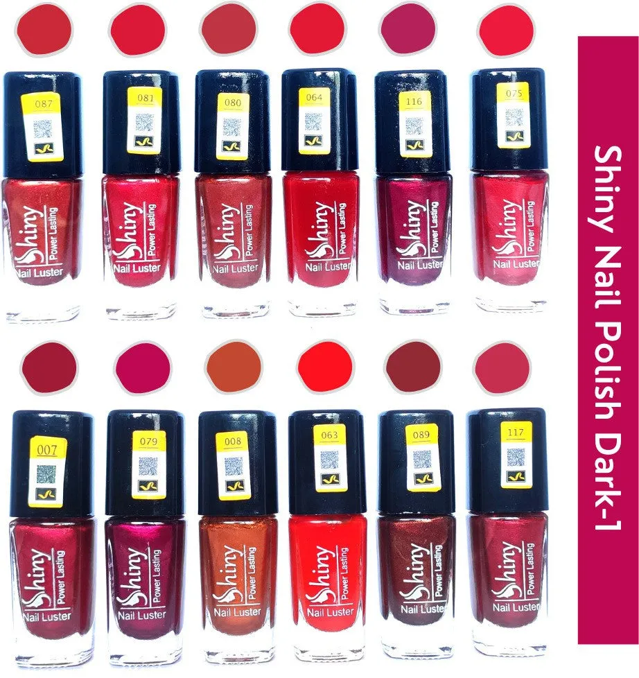 Shiny Dark- 1 Nail Polish Shiny- 2 (Pack of 12, 9.9ML Each)