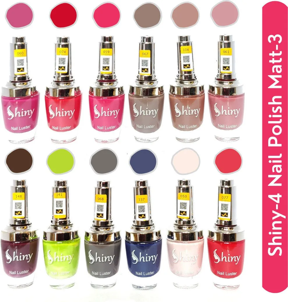 Shiny Matt- 3 Nail Polish Shiny-  4 (Pack of 12, 9.9ML Each)