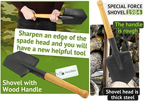 Shovel 1984 Steel Special Forces Shovel with Wood Handle