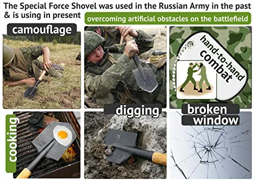 Shovel 1984 Steel Special Forces Shovel with Wood Handle