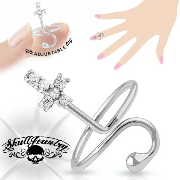 'Sign of the Cross' Adjustable Mid/Tow or Finger Ring (#adj008)