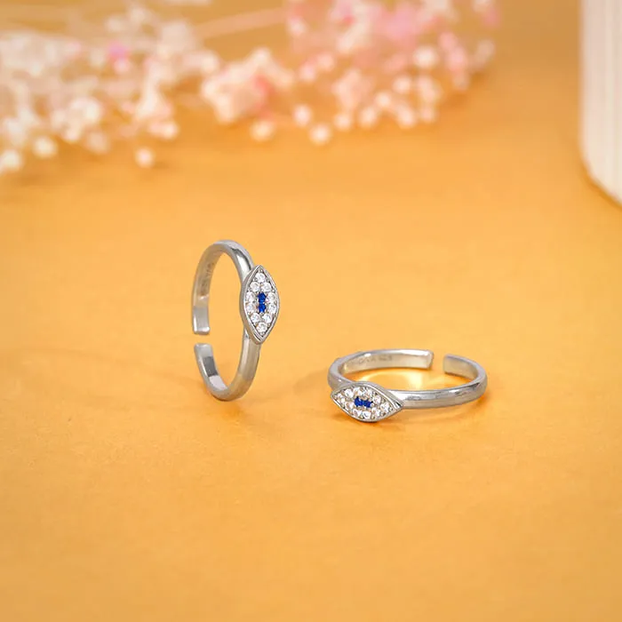 Silver Elegant Evil Eye Toe Rings