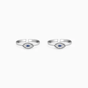 Silver Elegant Evil Eye Toe Rings