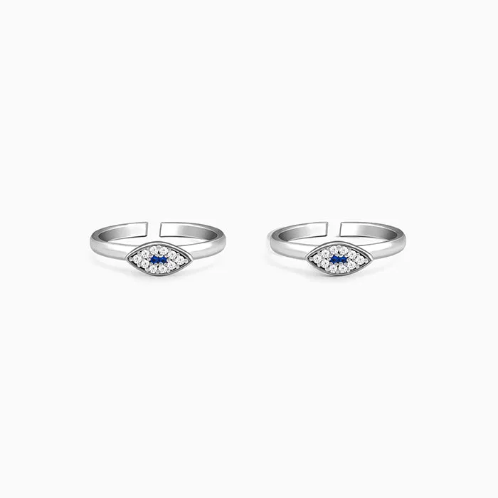 Silver Elegant Evil Eye Toe Rings