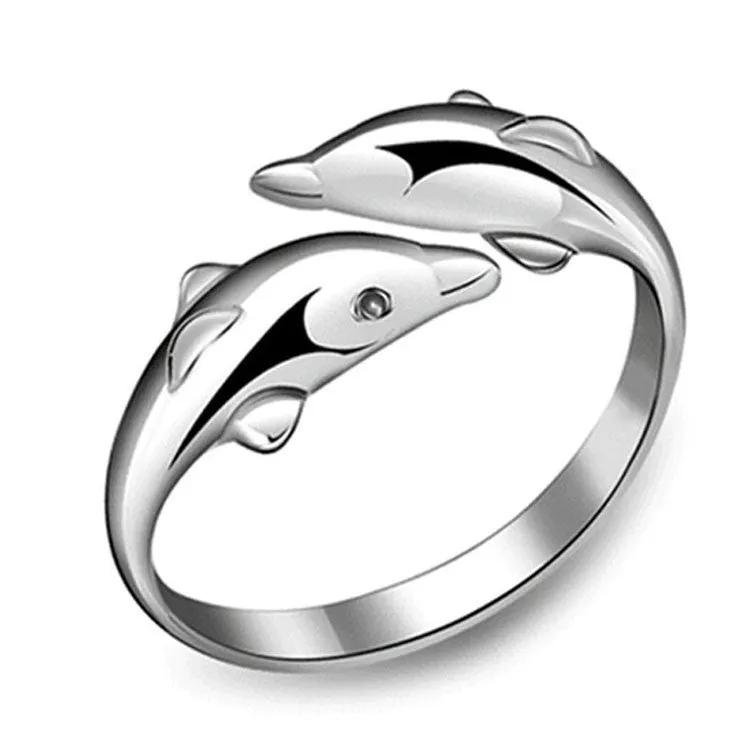 Silver Plated Twin Dolphins Toe Ring