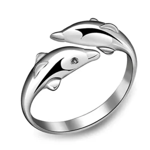 Silver Plated Twin Dolphins Toe Ring