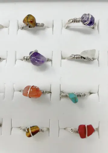 Silver Plated Wire Wrap Stone Rings (Assorted)