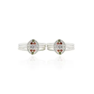 Silver Radiant Minimal Gems Toe Rings