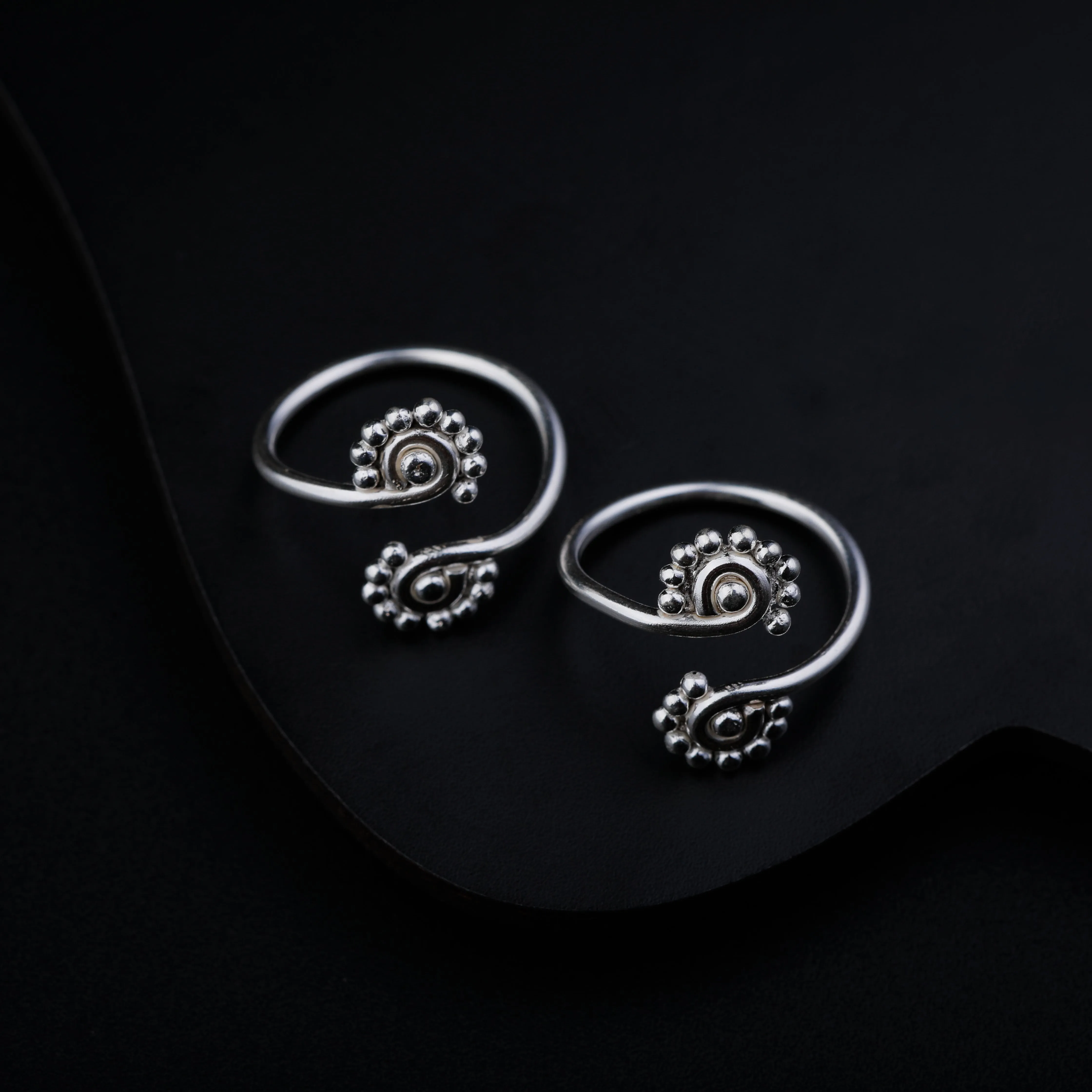 Silver Shiny Round Beads Toe Ring