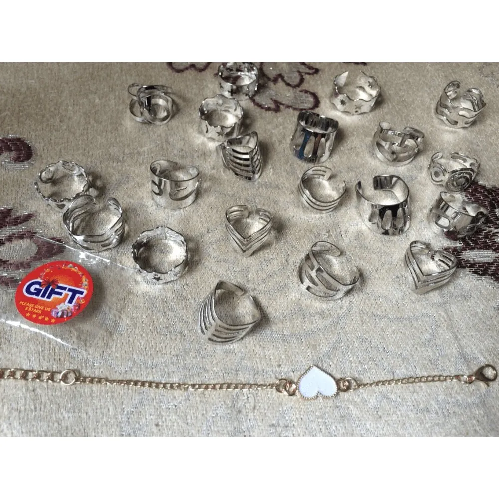 Silver Toe Ring Vintage Set - 20 Pieces