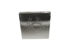 Silver Toned Square Etched Crab Adjustable Size Fashion Ring