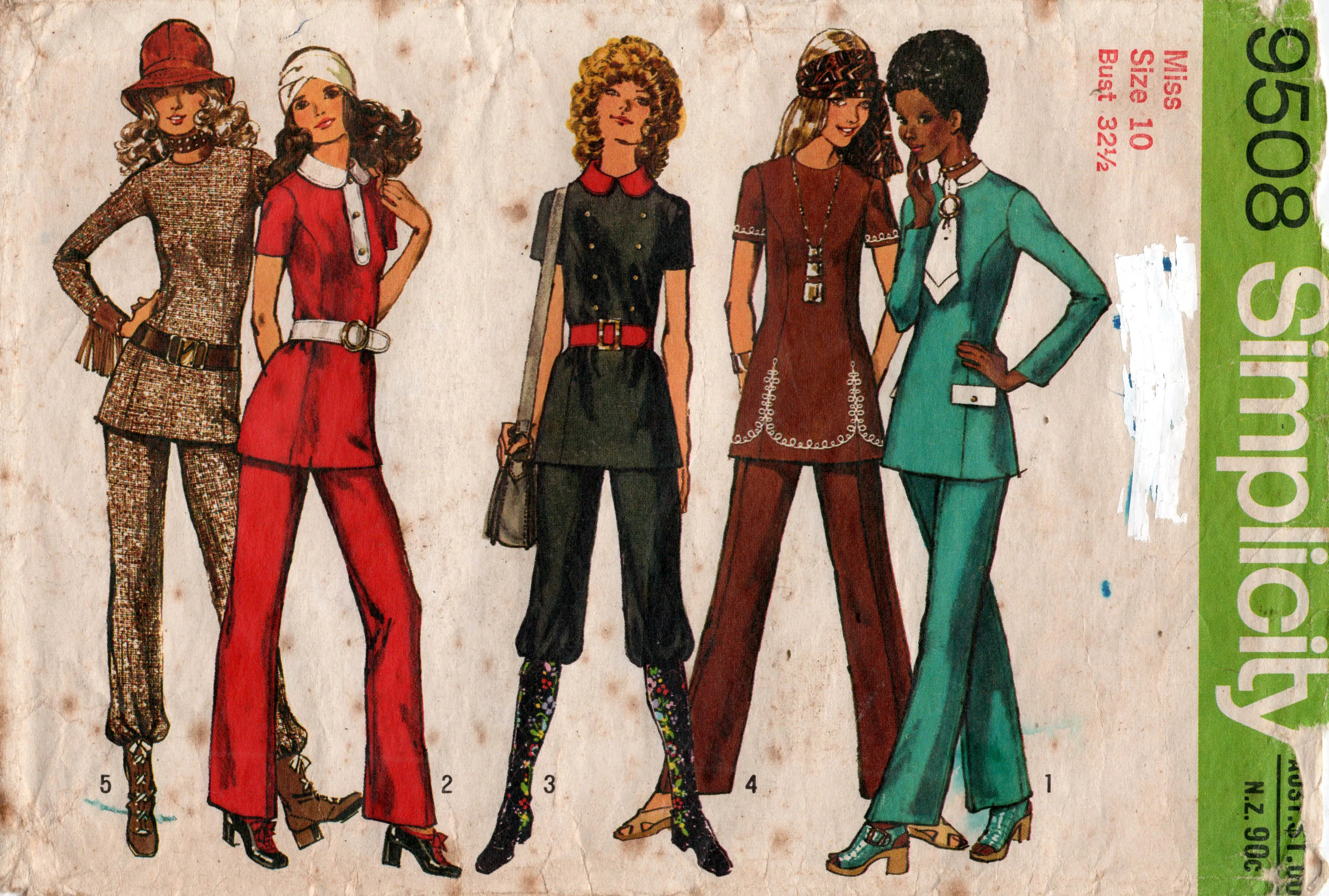 Simplicity 9508 Womens Tunic & Pants 1970s Vintage Sewing pattern Size 10 Bust 32.5 inches