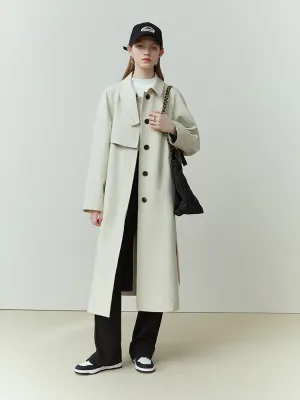 Single Breasted Ivory Trench Coat