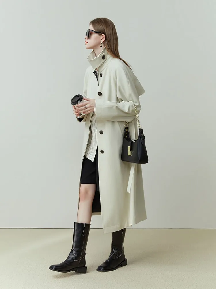 Single Breasted Ivory Trench Coat