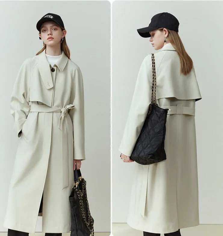 Single Breasted Ivory Trench Coat