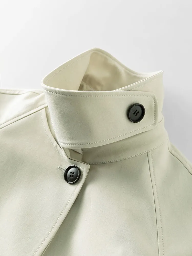 Single Breasted Ivory Trench Coat