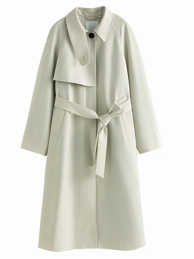 Single Breasted Ivory Trench Coat