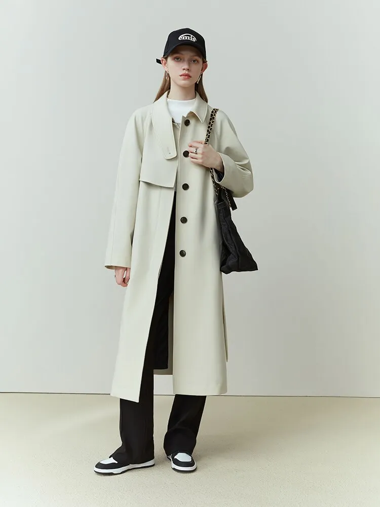 Single Breasted Ivory Trench Coat