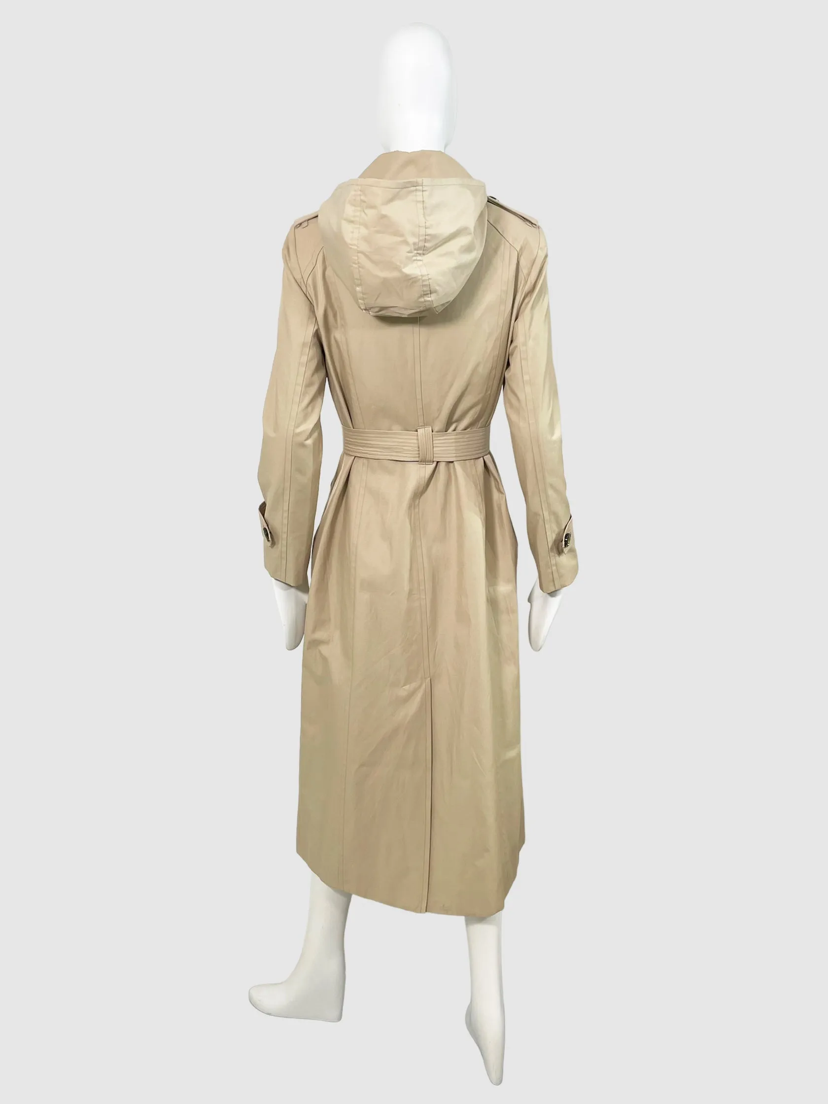 Single-Breasted Long Trench Coat - Size XS